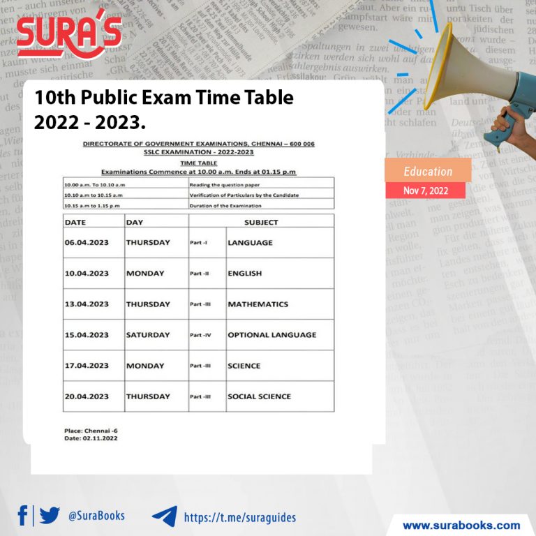 10th Public Exam Time Table 2022 2023 tnkalvi.in